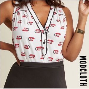 ModCloth Cafe Au Soliel in Telephone sleeveless top